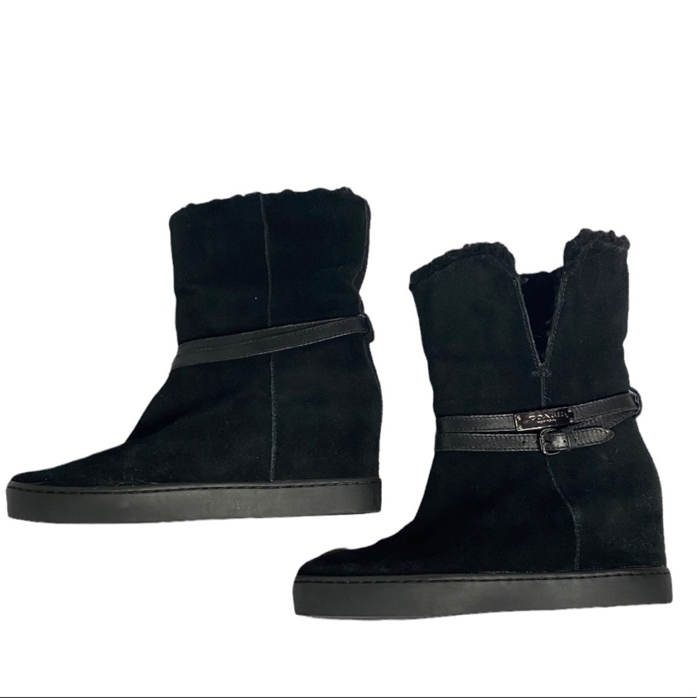 Women’s Coach Black Suede Shearling Norell Booties Size 7